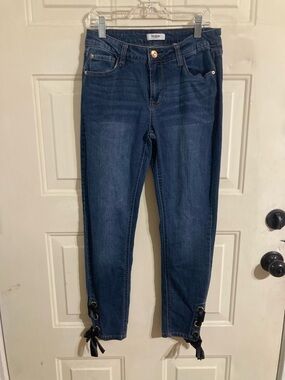 Kensie Navy Tie-Hem Ankle Skinny Jeans